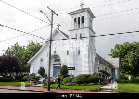 Martha's Vineyard, Massachusetts. Paroisse catholique Saint Elizabeth, une petite église dans la ville de Edgartown dans l'île du Massachusetts, une partie de la Banque D'Images