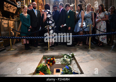 Les cendres du professeur Stephen Hawking sont inhumés à l'ses obsèques à l'abbaye de Westminster, Londres. Banque D'Images