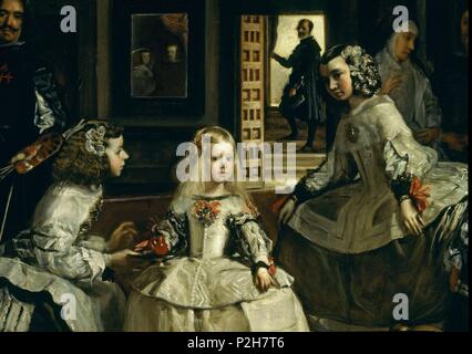 'Las Meninas, ou la famille de Felipe IV" (détail), ch. 1656, huile sur toile, P01174. Auteur : Diego Velázquez (1599-1660). Emplacement : Museo del Prado-PINTURA, MADRID, ESPAGNE. Banque D'Images