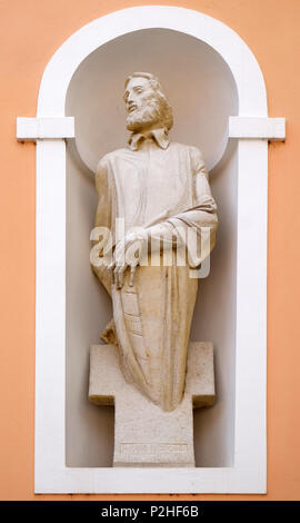 Statue de Saint-marc Krizin sur façade de cathédrale de l'Assomption à Varazdin, Croatie Banque D'Images