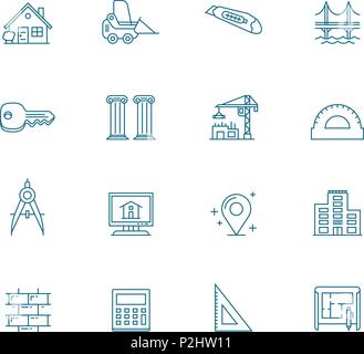 Jeu de ligne de l'icône de l'architecture Illustration de Vecteur