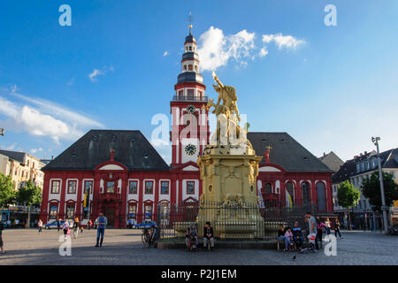 L'église Saint-Sébastien et vieux Guild Hall, place du marché, Mannheim, Bade-Wurtemberg, Allemagne Banque D'Images