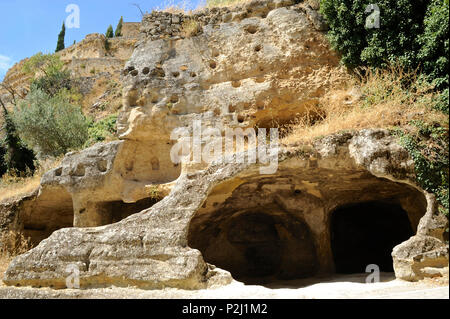 Alcala la Real, grottes sous la Fortaleza de la Mota, Andalousie, Espagne Banque D'Images