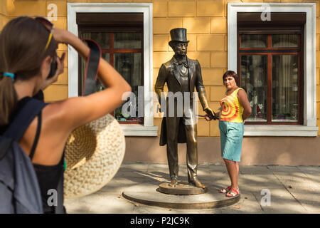 Odessa, Ukraine, la sculpture du poète Alexandre Pouchkine Banque D'Images