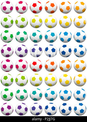 Ballon de soccer en couleur de fond, correctement triés - illustration sur fond blanc. Banque D'Images