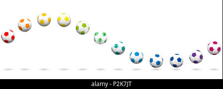 Ballon de foot de couleur vague. Illustration extensible transparente sur fond blanc. Banque D'Images