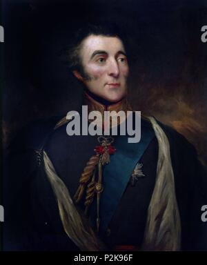 'Arthur Wellesley, 1er duc de Wellington', 19e siècle, huile sur toile, 77,4 x 64,3 cm. Auteur : William Etty (1787-1849). Lieu : Musée Lazaro Galdiano, COLECCION DE MADRID, ESPAGNE. Banque D'Images