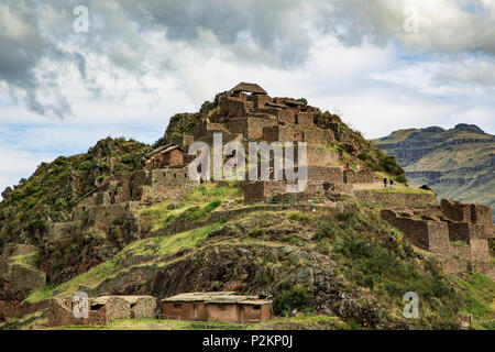 Secteur urbain, les ruines Inca de Pisac, Pisac, Cusco, Pérou Banque D'Images