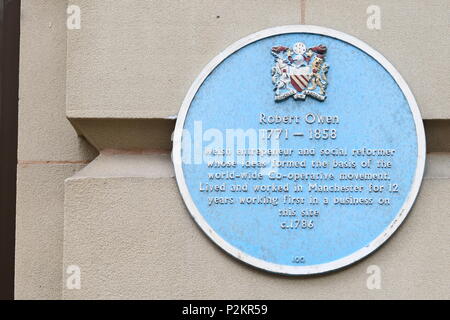 Robert Owen blue plaque Banque D'Images