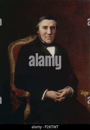 Galerie de portraits. Juan Bravo Murillo (1803-1873). Chef du gouvernement de 1851 à 1852. Huile sur toile (134 x 97 cm). Madrid, Congrès des Députés (eq. Chambre des communes). Auteur : Casto Plasencia (1846-1890). Emplacement : CONGRESO DE LOS DIPUTADOS-PINTURA, MADRID, ESPAGNE. Banque D'Images