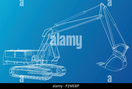 Machine de construction du véhicule. Excavateur. Format EPS10. Vecteur créé de 3d. Illustration de Vecteur