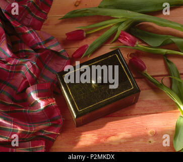 Close-up de boîte en bois peint avec fini craquelure Banque D'Images