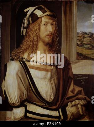 "Portrait", 1498, huile sur panneau, 52 cm x 41 cm, P02179. Auteur : Albrecht Dürer (1471-1528). Emplacement : Museo del Prado-PINTURA, MADRID, ESPAGNE. Banque D'Images