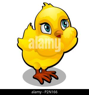 Cute cartoon jaune poussin isolé sur un fond blanc. Cartoon Vector illustration close-up. Illustration de Vecteur
