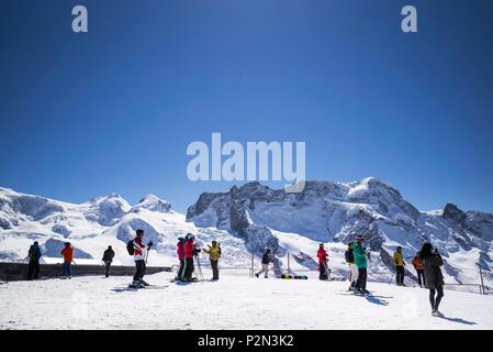 Suisse, Valais, Zermatt, Gornergrat (3100 m), point de vue sur le Breithorn (4164 m) Banque D'Images