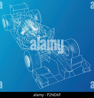 Voiture de course. Wire-frame. Format EPS10. Le rendu 3D de vecteur. Illustration de Vecteur