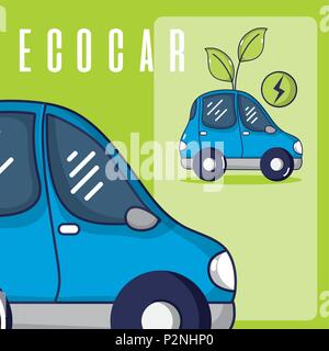 Location de véhicule électrique Illustration de Vecteur