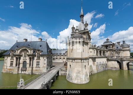 France, Oise, Chantilly, Domaine de Chantilly, château et douves Banque D'Images