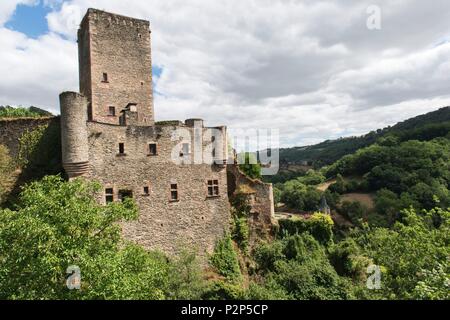 La France, l'Aveyron, Belcastel, étiqueté Les Plus Beaux Villages de France (les plus beaux villages de France), l'étape sur le chemin de Saint Jacques de Compostelle, le château Banque D'Images