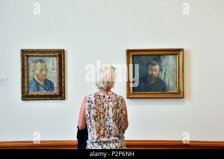 La suisse, Bâle, Musée des beaux-arts Kunstmuseum, Autoportrait avec une impression japonaise de Vincent Van Gogh et Portrait du peintre Joseph Franchi-Taylor de Paul Gauguin Banque D'Images