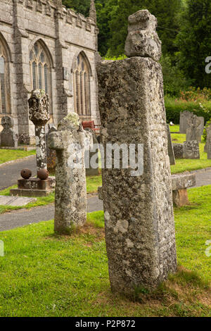 UK, Cornwall, Bodmin Moor, St, St Neot Neot's Churchyard, trois croix ancienne Banque D'Images