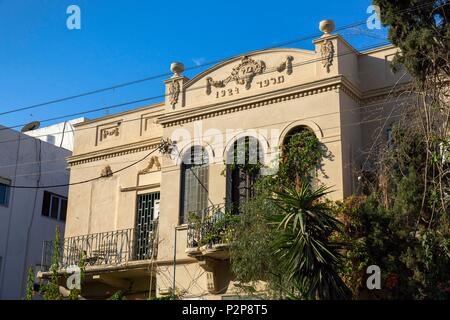 Israël, Tel Aviv, Neve Tzedek Shabazi et vieux quartier, bâtiment de 1921, l'architecture coloniale Banque D'Images