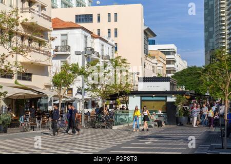 Israël, Tel Aviv, le centre-ville, Sderot (boulevard) Rothschild, zone piétonne Banque D'Images