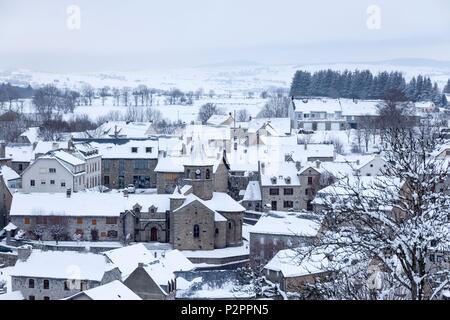 La France, la Lozère, l'Aubrac, le Parc Naturel Régional de Nasbinals, village étape sur le chemin de Compostelle dans l'Aubrac, classés au patrimoine mondial de l'UNESCO pour son cadre naturel authentique Banque D'Images