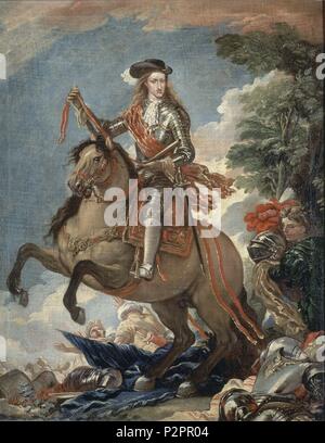 CARLOS II A CABALLO - 1693 - O/g - 68x54 - NP 2761 - BARROCO ITALIANO. Auteur : Luca Giordano (1634-1705). Emplacement : Museo del Prado-PINTURA, MADRID, ESPAGNE. Banque D'Images