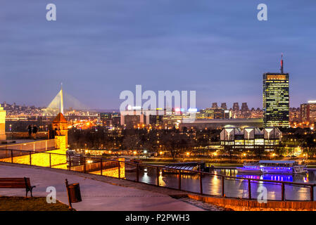 Ville de Belgrade vu de la forteresse de Kalemegdan, Serbie Banque D'Images