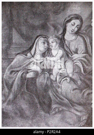 . Italiano : Madonna con il Bambino e la beata Giuliana . Italiano : fresque raffigurante la Madonna con il Bambino e la beata Giuliana, opera di Biagio Bellotti originariamente collocato presso il Cortile della Chiesa di Santa Croce un Busto Arsizio, nel 1972 demolita. L'fresque è andato perso. . Date inconnue 51 Madonna con il Bambino e la beata Giuliana de Biagio Bellotti Banque D'Images