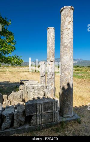 La Grèce, l'île de Samos, l'Heraion de Samos est l'un des plus importants sanctuaires ionique géant de la Grèce antique, dédié à la déesse Héra (site du patrimoine mondial de l'UNESCO) Banque D'Images