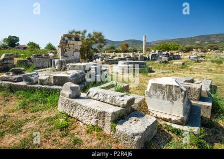 La Grèce, l'île de Samos, l'Heraion de Samos est l'un des plus importants sanctuaires ionique géant de la Grèce antique, dédié à la déesse Héra (site du patrimoine mondial de l'UNESCO) Banque D'Images