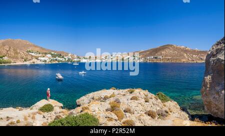 La Grèce, l'archipel du Dodécanèse, l'île de Patmos, la baie de Grikos Banque D'Images