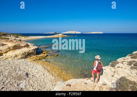 La Grèce, l'archipel du Dodécanèse, l'île de Lipsi, Monodendri Bay et de la plage Banque D'Images