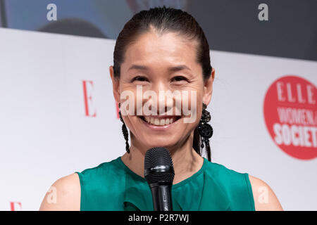 Joueur de tennis japonaise Kimiko Date parle pendant la ELLE LA FEMME DANS LA SOCIÉTÉ 2018 le 16 juin 2018, Tokyo, Japon. L'événement annuel de travail se concentre sur le rôle des femmes dans la société japonaise à travers différents séminaires d'affaires, où les célébrités et les leaders sont invités à prendre la parole. Credit : Rodrigo Reyes Marin/AFLO/Alamy Live News Banque D'Images