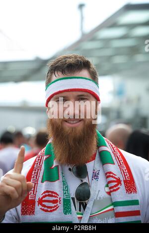 Jun 15th, 2018. Saint-pétersbourg, Russie. Un ventilateur dans l'Iran Iran / jour de match Maroc. Shoja Lak/Alamy Live News Jun 15th, 2018. Saint-pétersbourg, Russie Banque D'Images