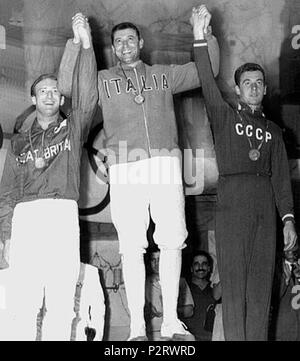 6 Allan Jay, Giuseppe Delfino, Bruno Habārovs 1960 Olympics Banque D'Images