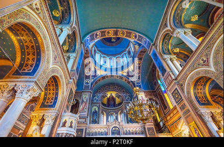 Basilique Cathédrale métropolitaine Dome Athènes Grèce. Construit en 1842, l'Église orthodoxe grecque en Atens Banque D'Images