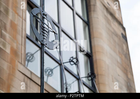 Glasgow School of Art building, aussi connu sous le nom de Mack, Bâtiment de la ferronnerie décorative montrant conçu par l'architecte Charles Rennie Mackintosh. Banque D'Images