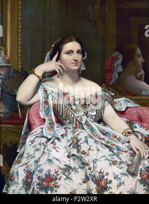 'Madame Moitessier", 1856, huile sur toile, 120 x 92 cm. Auteur : Jean Auguste Dominique Ingres (1780-1867). Lieu : NATIONAL GALLERY, LONDRES, ANGLETERRE. Banque D'Images
