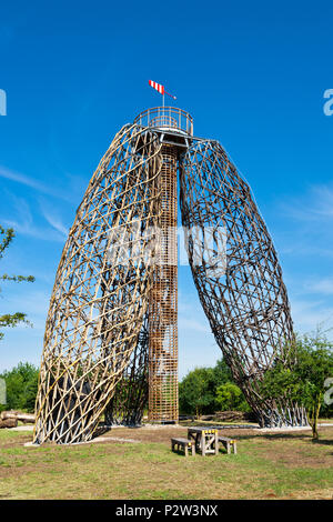 Rozhledna Doubravka (2018, ing. arch. Martin Rajniš, Huť architektury) / watchtower Doubravka, Prague, République Tchèque Banque D'Images