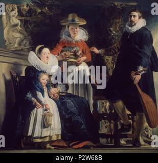 "La famille du peintre', 1621-1622, huile sur toile, 181 cm x 187 cm, P01549. Auteur : Jacob Jordaens (1593-1678). Emplacement : Museo del Prado-PINTURA, MADRID, ESPAGNE. Aussi connu comme : la familia del Pintor. Banque D'Images