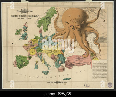 .Serio-comique carte de la guerre pour l'année 1877 Banque D'Images