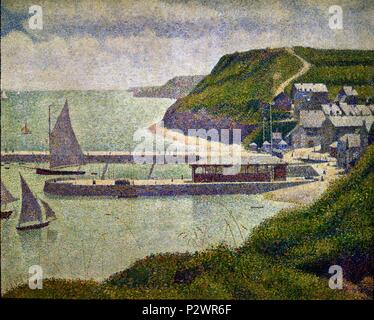 Port de Port-en-Bessin à marée haute - 1888 - 67x82 cm - Huile sur toile. Auteur : Georges Seurat (1859-1891). Lieu : MUSÉE D'Orsay, France. Aussi connu sous : MAREA ALTA. Banque D'Images