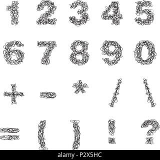 Vecteur doodle dessinés à la main, chiffres et symboles Illustration de Vecteur