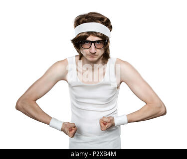 L'homme musclé et maigre man flexing biceps leurs Photo Stock - Alamy