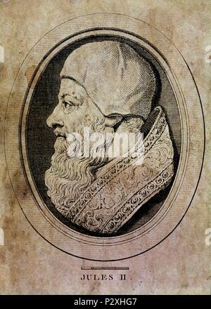 Jules II (Giulio II) (1443-1513), Pape de 1503 à 1513. Madrid, Bibliothèque nationale. Emplacement : BIBLIOTECA NACIONAL-COLECCION, MADRID, ESPAGNE. Banque D'Images