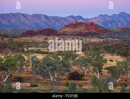 Twilight in Australia's West Macdonnell Ranges, qui est une destination populaire pour les touristes et résidents australiens. Banque D'Images