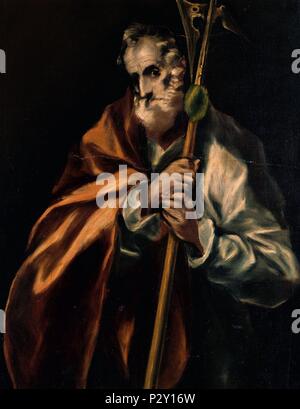 Saint Jude Thaddée - 1606 - 97x77 cm - Huile sur toile - le maniérisme espagnol. Auteur : El Greco (1541-1614). Lieu : Casa Museo del Greco-COLECCION, TOLEDO, Espagne. Également connu sous le nom de : Saint Jude. Banque D'Images